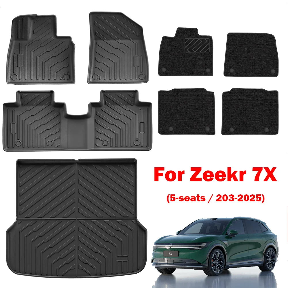 TPE Floor Mats for Zeekr 7X 2024 2025, All-Weather Waterproof