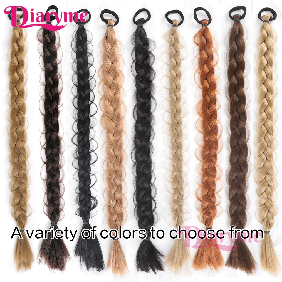 Long Braided Ponytail Extension with Elastic Hair Band Wrap Around Hair Extensions Ponytail Natural Soft Synthetic Hair Pieces