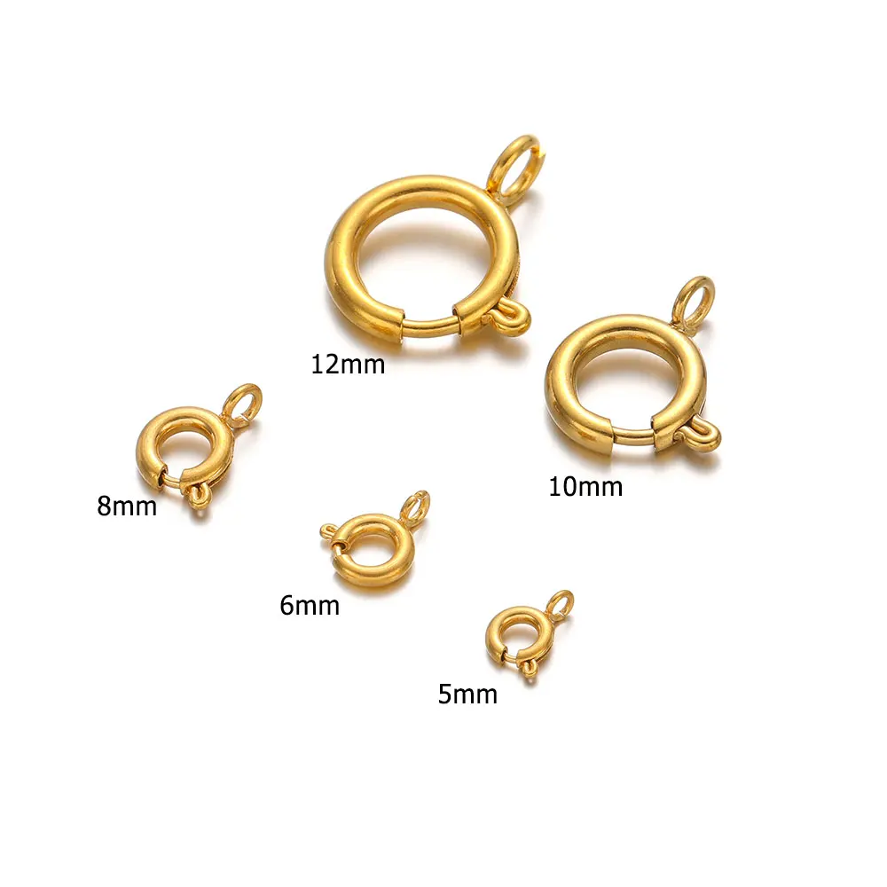 10 Stück 4 Stück Edelstahl Kreis Feder Knopfring Verschlüsse Haken Endverbinder für Armband Halskette DIY Schmuckherstellung Bulk – Detail 3