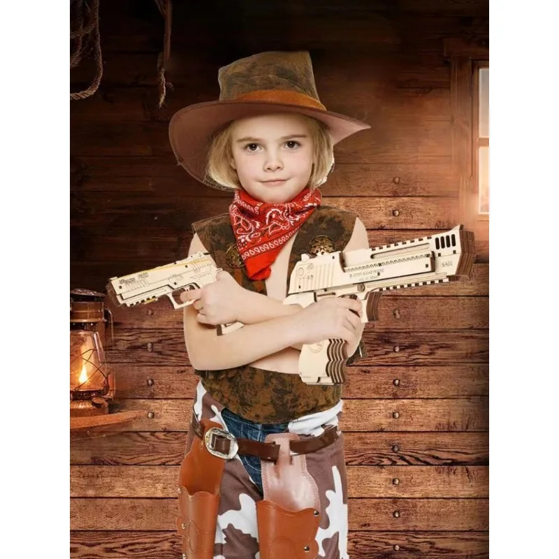 DIY 3D Wooden Rubber Band Gun Puzzle Assembly Model Toy Shooting Models Kits for Children Gifts 6