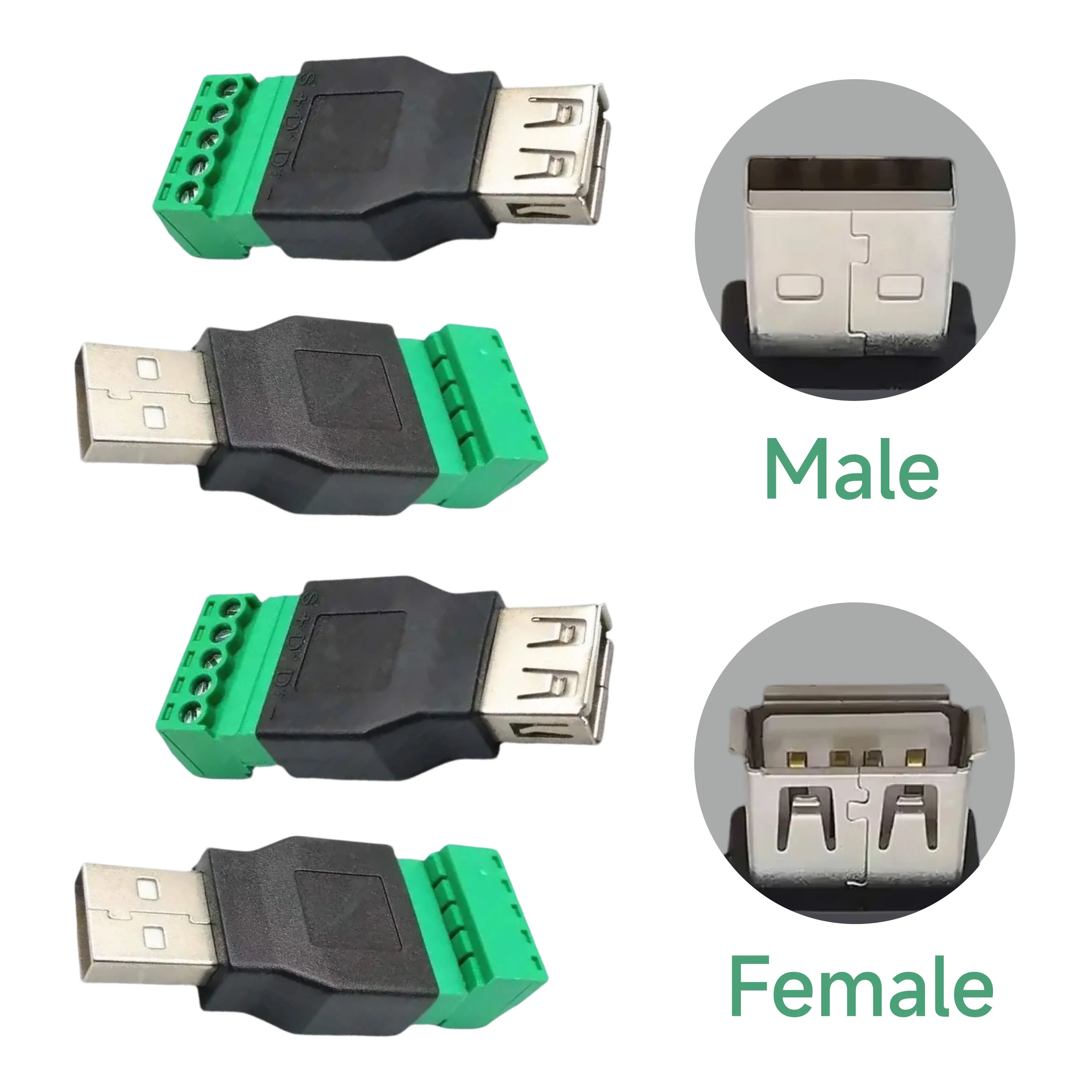 USB 2.0 Type A Connector with Screw Terminal