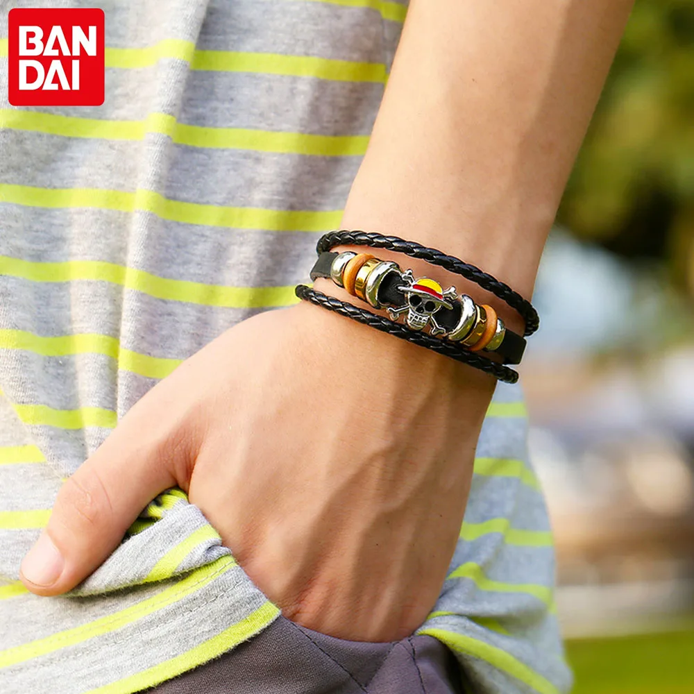 

One Piece Bracelet Toy Model Action Figure Luffy Leather Bracelet Men Classic Fashion Braided Bracelet Punk Jewelry Accessories