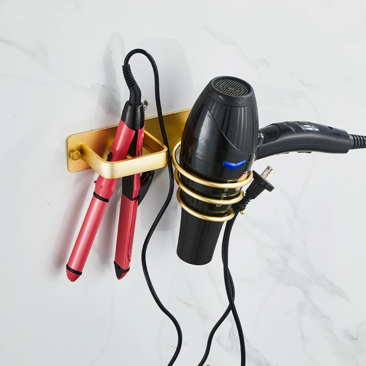 Storage Rack 1 set of bathroom hair dryer rack storage stand light luxury style golden curling