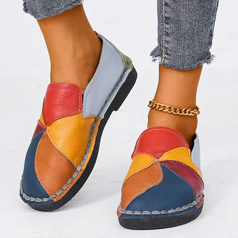 2023 New Hot Sales Women Patches Stitching Flat Casual Shoes for Woman Summer Flats Soft Candy Colors Shoes