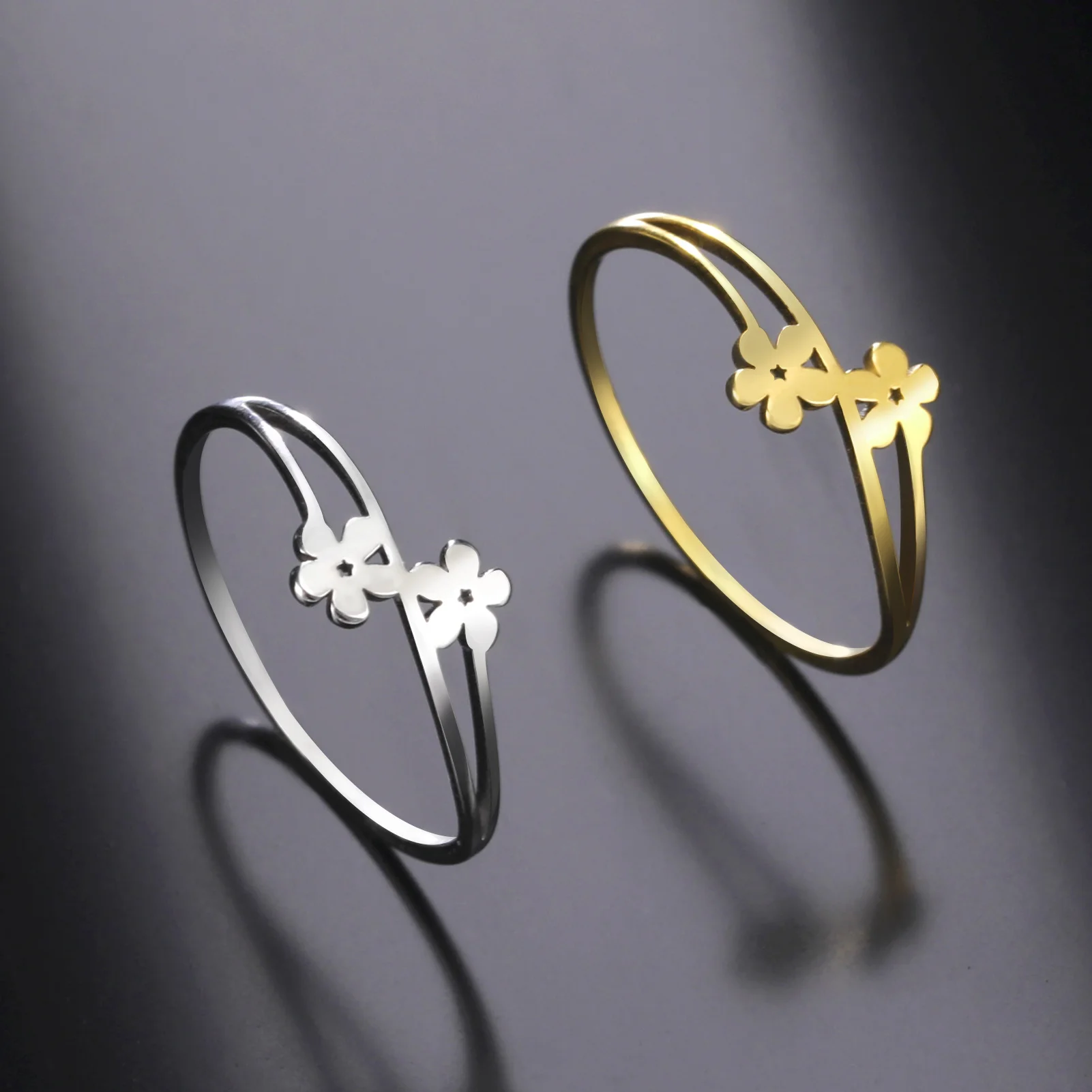 Jesus Kreuz Schmetterling Unendliche Symbol Blume Mond frauen Ringe Edelstahl Mode Hochzeit Casual Ring Weiblichen Schmuck Geschenk – Detail 6