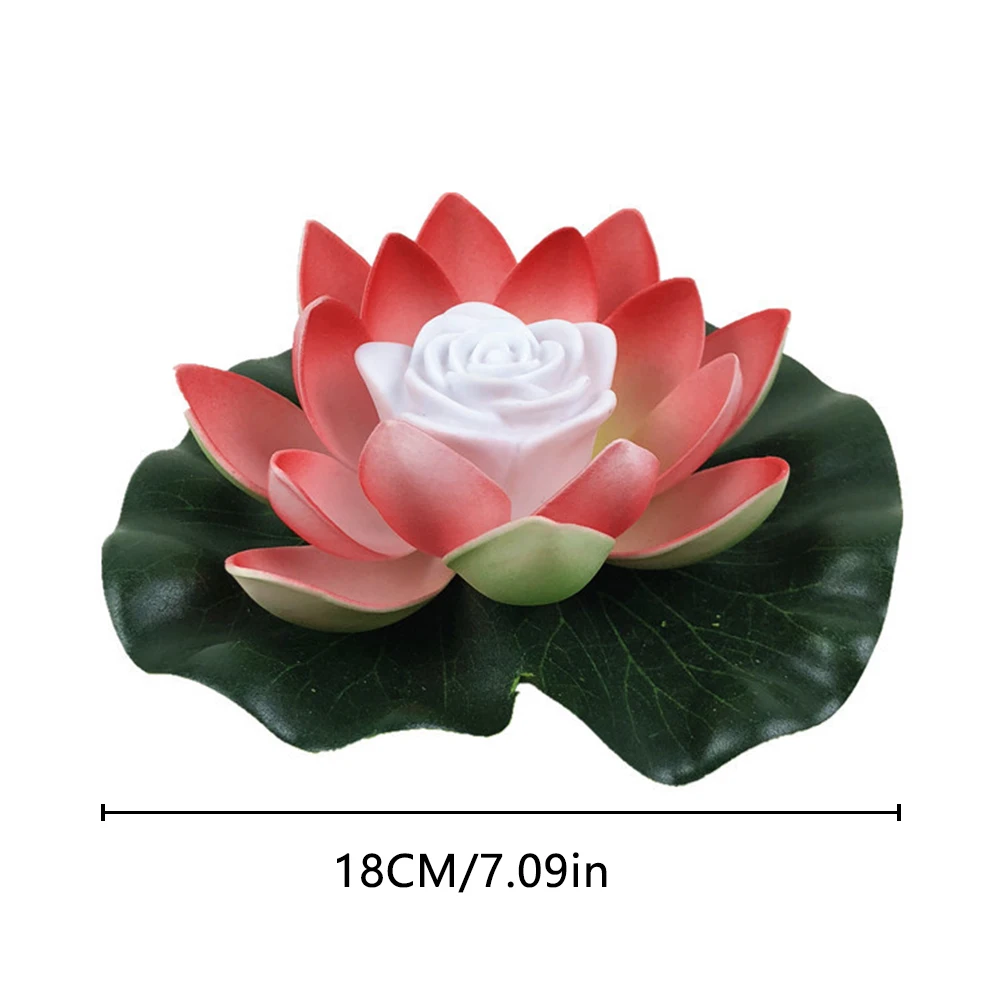 1-5Pcs LED Waterproof Floating Lotus Night Lights Battery Operated Artificial Lily Flower Lamp Garden Fish Tank Water Pond Decor