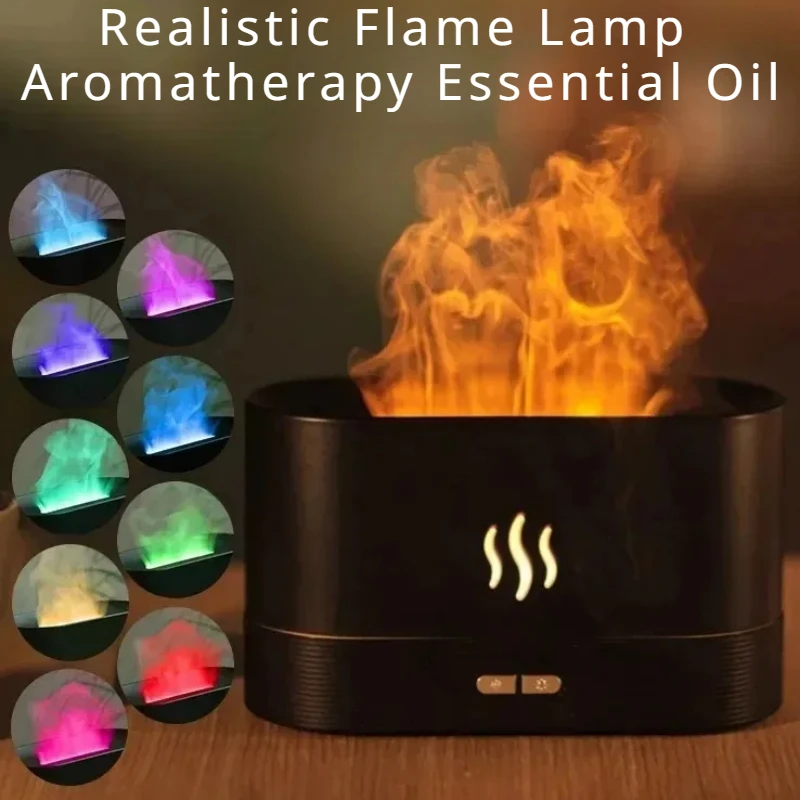 

Flame Aroma Diffuser Air Humidifier Ultrasonic Cold Mist Manufacturer Smoke Machine LED Essential Oil Flame Lamp Humidifier