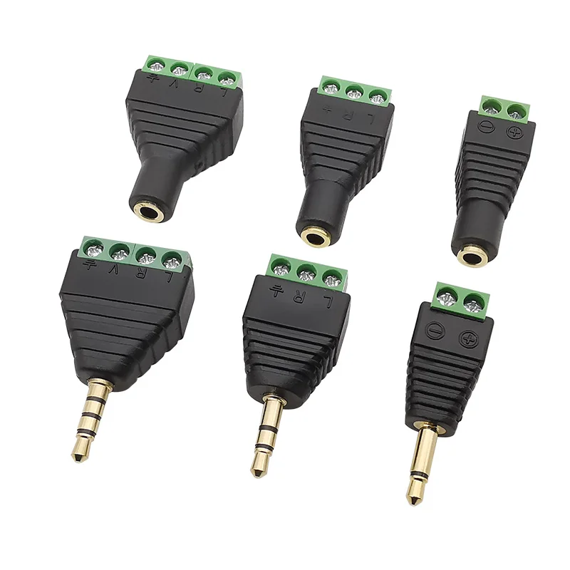 2/เสา3/4 3.5มม. ปลั๊กตัวผู้/ตัวเมียแจ็คต่อกับขั้วต่อแบบสกรูโมโน/สเตอริโอต่อสายหูฟัง 1