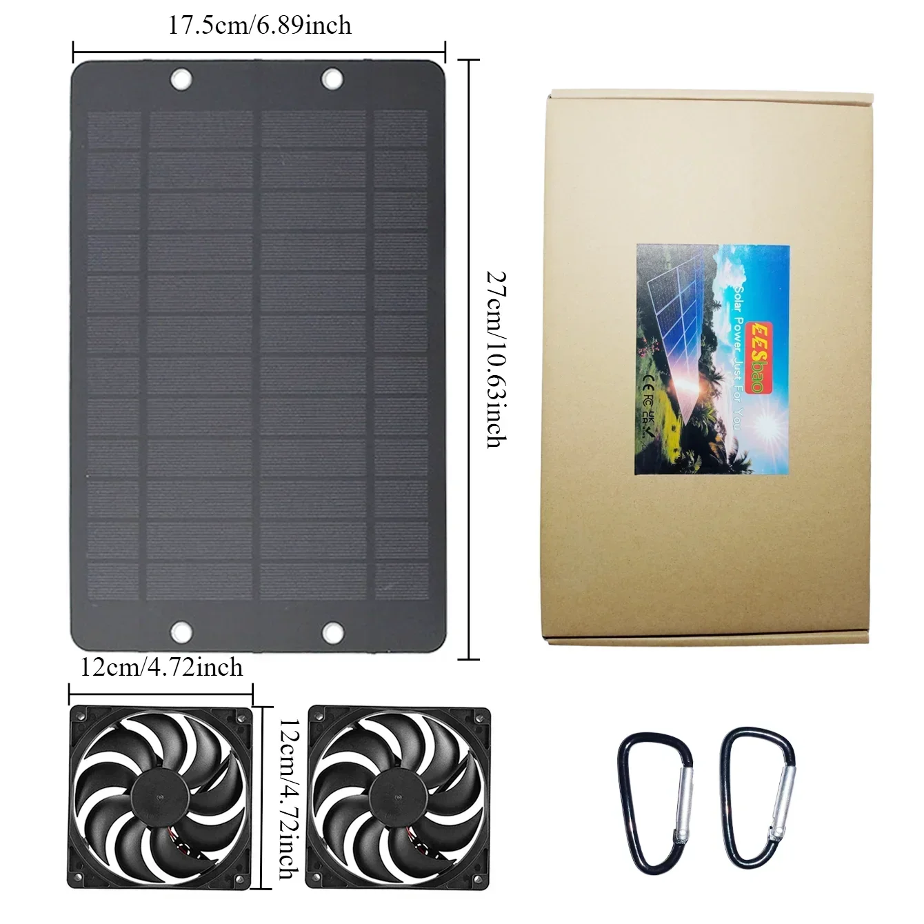 6-inch Solar Ventilator 15W-25W Is Suitable for Quiet Energy-saving and Environmental Protection in Henhouses and Kennels EESBAO