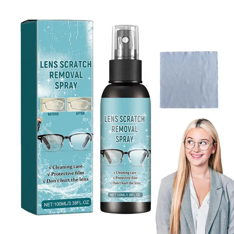 

Lens Cleaner Spray For Eyeglasses 100ml Glasses Spray Cleaner Solution With Lens Cleaner Cloth Glasses Cleaning Kit Gently