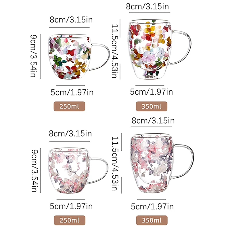Glass Cup Creative Double Wall Glass Cup Dried Flower Filler Glass Cups Tea Coffee Cups Gifts High Borosilicate With Handles