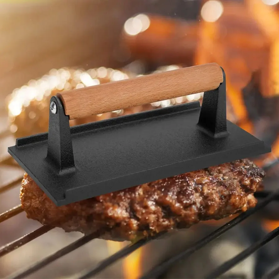 1PC cast iron pressure plate uncoated iron plate barbecue fried squid barbecue outdoor picnic cast pressure tool