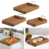 Rectangular Hand Woven Serving Tray Multipurpose Decoration Vegetables Holder Kitchen Organizer Crafts for Coffee Table Home 2