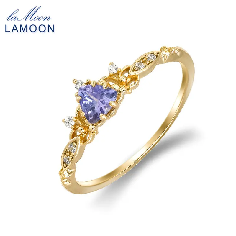 

LAMOON роскошные изысканные бижутерия натуральный танзанит кольцо для женщин цветной драгоценный камень искусственное Серебро позолоченные ювелирные изделия
