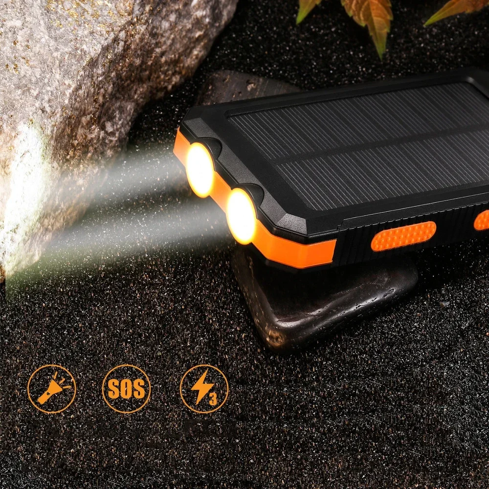 Solar Power Bank 200000mAh Batteria portatile a luce LED Caricatore USB esterno PowerBank impermeabile da viaggio per IPhone Xiaomi Samsung - Image 6