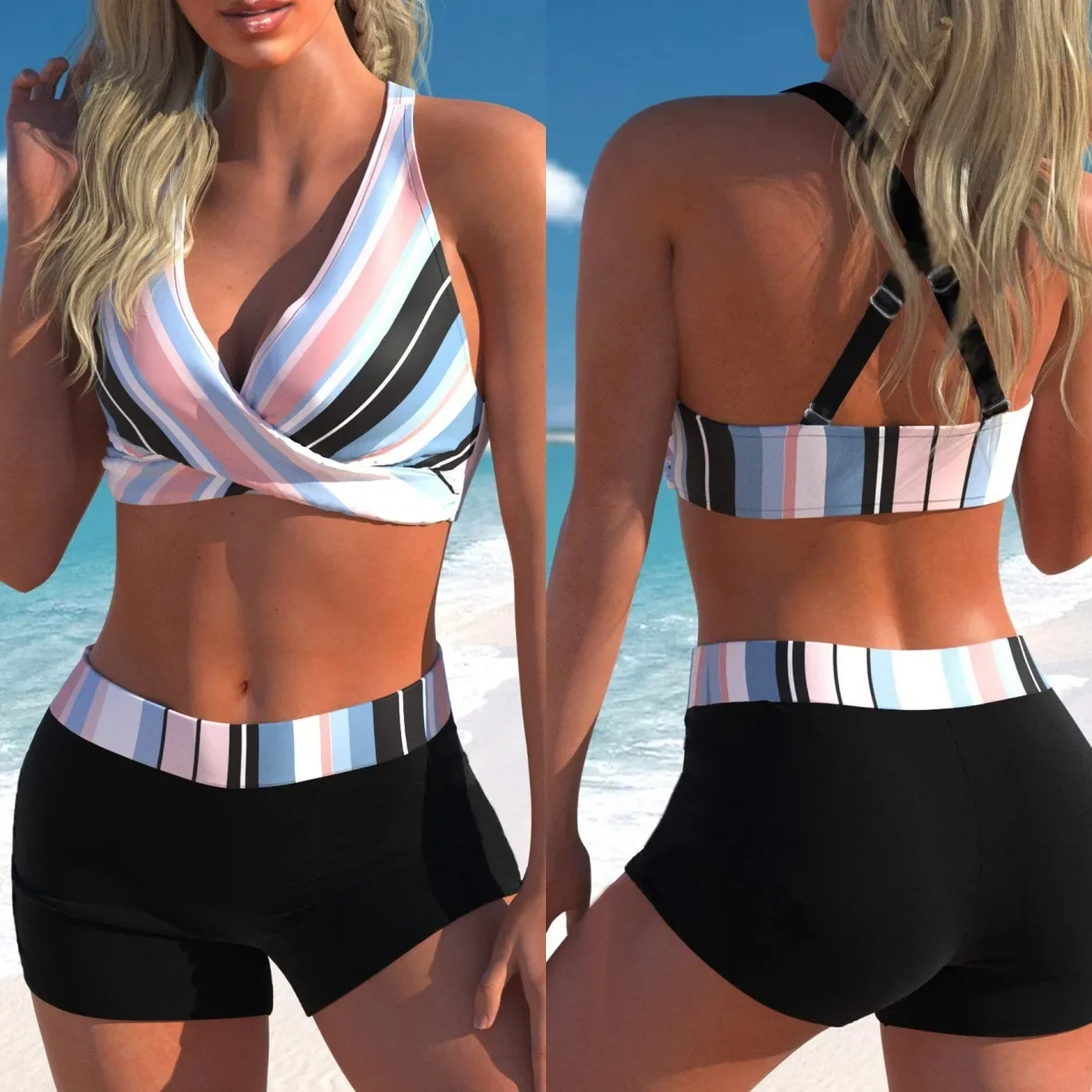 Maillot bain sexy push up deux pièces mesh ajouré exotique Marko main image 1