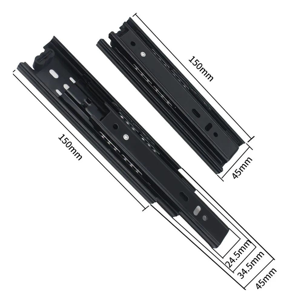 2Pcs Telescopic Ball Bearing Slide Rail 3 Section Mounting Drawer Runners Slider Telescopic Slider for Cabinet Home Furniture