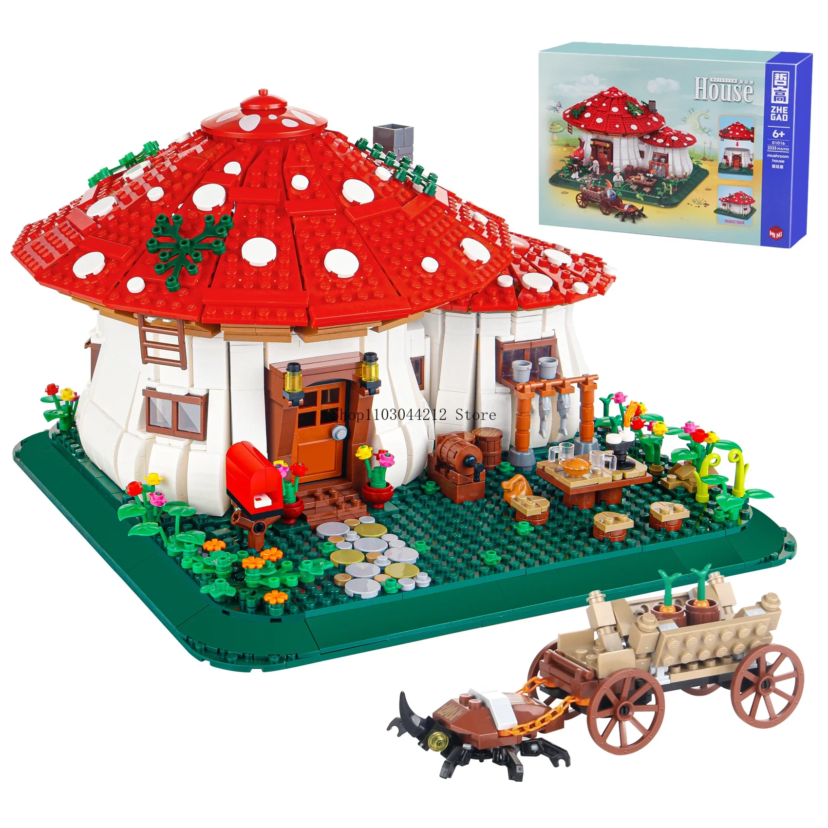 

2233PCS Fairy Tale Mushroom House Building Blocks MOC Village Architecture Micro Mini Assemble Bricks Girl Kids Birthday Gifts