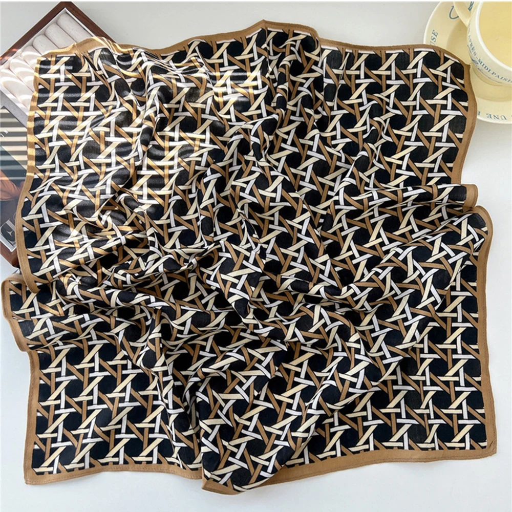 Vintage Flower Pattern Head Neck Scarves 65*65cm Cotton Linen Print Square Scarf For Women Small Shawls Female Bag Scarves 3