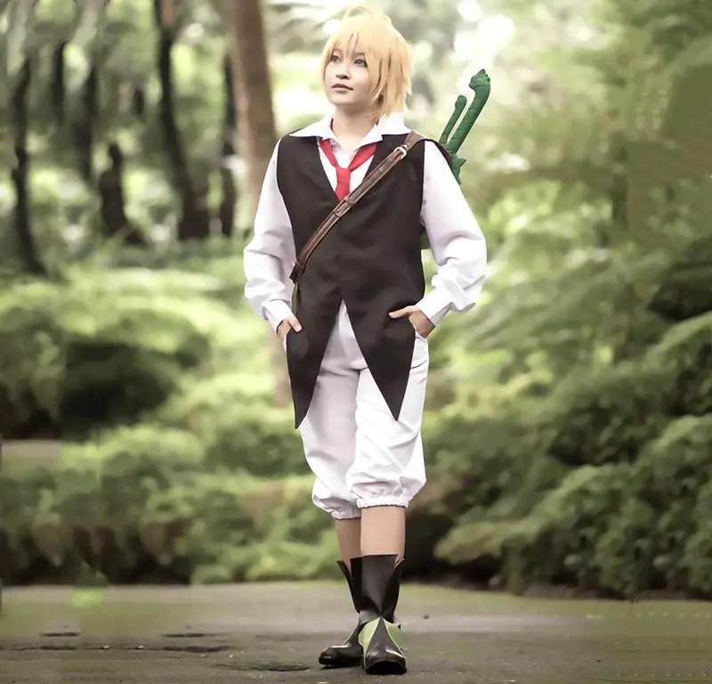 

The Seven Deadly Sins Cosplay Meliodas Costume Dragon Sin of Wrath Set Synthetic Anime Wigs Halloween Costumes for Men Women