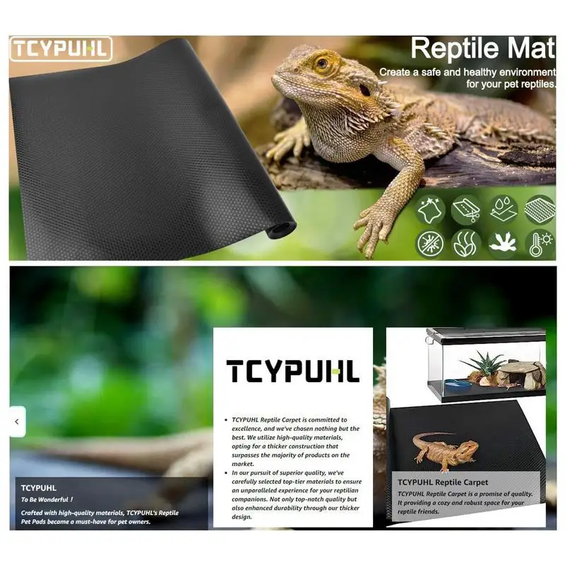 Reptile Bedding Material Reptile Carpet Reptile Carpet Terrarium Liner Bedding Reptile Substrate Mat Safe And Comfortable Cage Mat For Snake Gecko Lizard