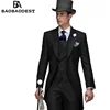 Custom Men's Formal 3-Piece Tailcoat Suit - Peak Lapel Tuxedo Blazer, Waistcoat & Pants for Wedding, Groom, Black Tie Events