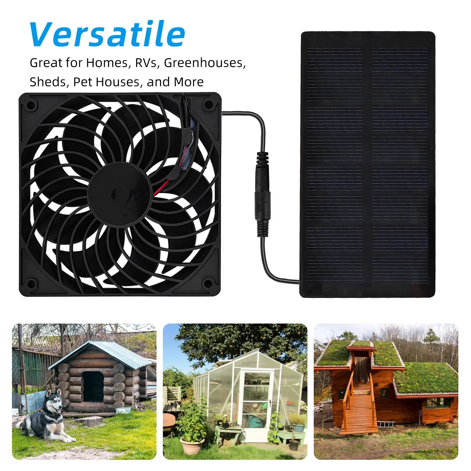 EESBAO 0.8W Solar Exhaust Fan Small Solar Panels for Pet Houses/chicken Coops Outdoor Ventilation Sheds and Greenhouses Cooling