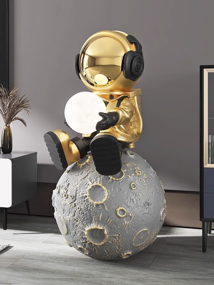 Astronaut Sculpture Small Lamp, Large Living Room Floor-standing Ornaments, Bedroom Sleep Lamp, Home Accessories