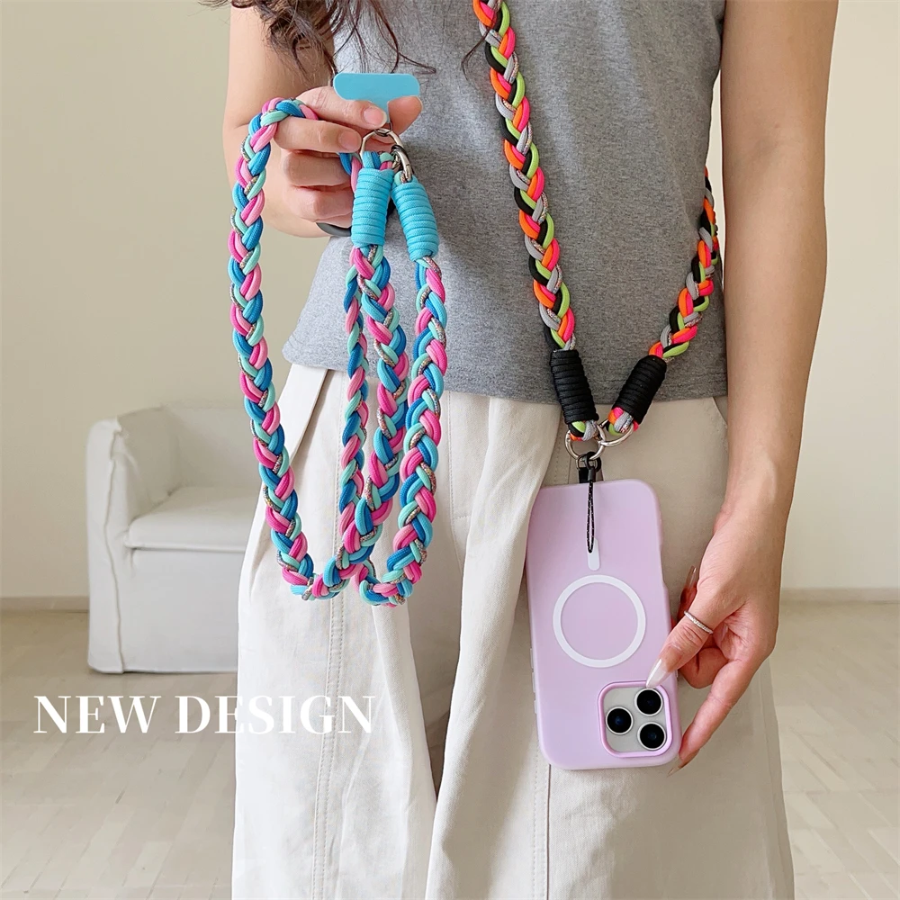 Handwoven Adjustable Crossbody Phone Lanyard with Shoulder Strap and Cardholder Bracelet