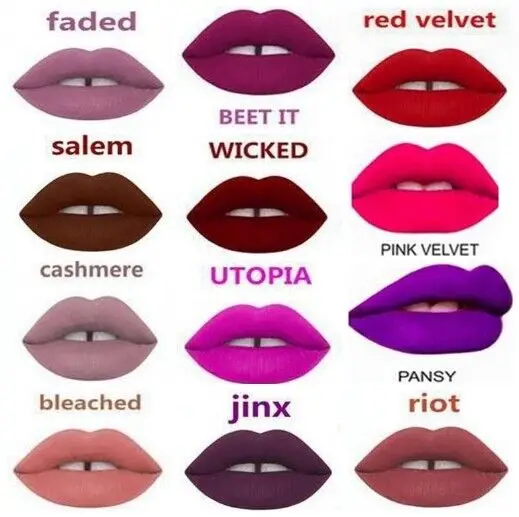 12 Colori Waterproof Velvet Black Lipstick Lipgloss Kiss Proof Lipstick Matte Tint Rouge Makeup Nude Lip Stick Lip Gloss