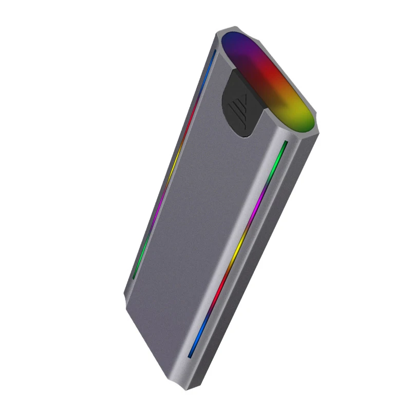 M.2 Solid State USB 3.1 NGFF&NVMe Protocol Hard Disk Box Type-C RGB Light Aluminum Alloy Mobile Hard Disk Box TNP07 external hard drive case ssd enclosure