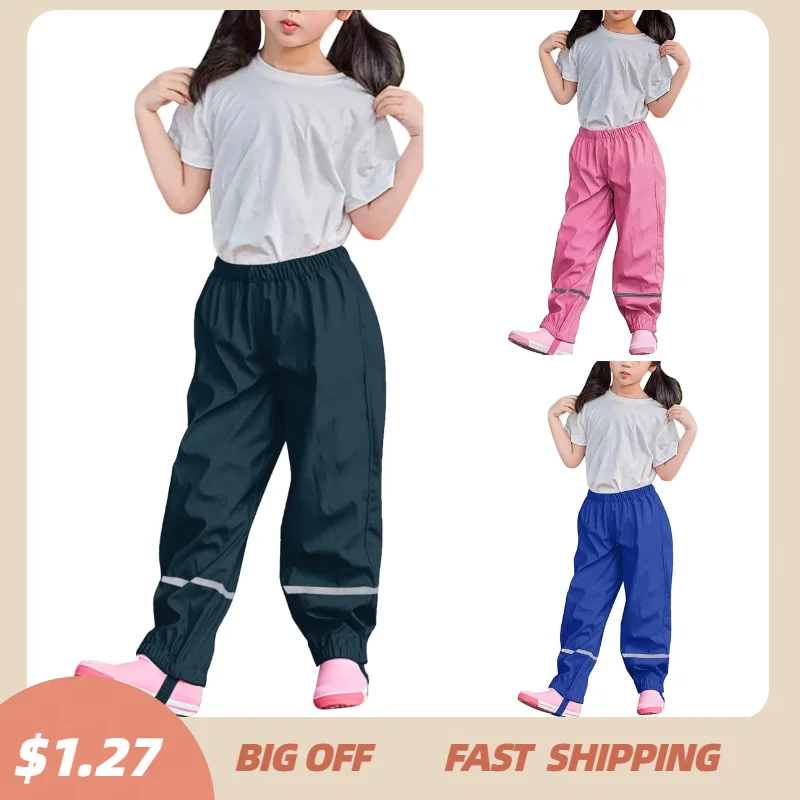Waterproof Kids Girls Pants For Outdoor Rain