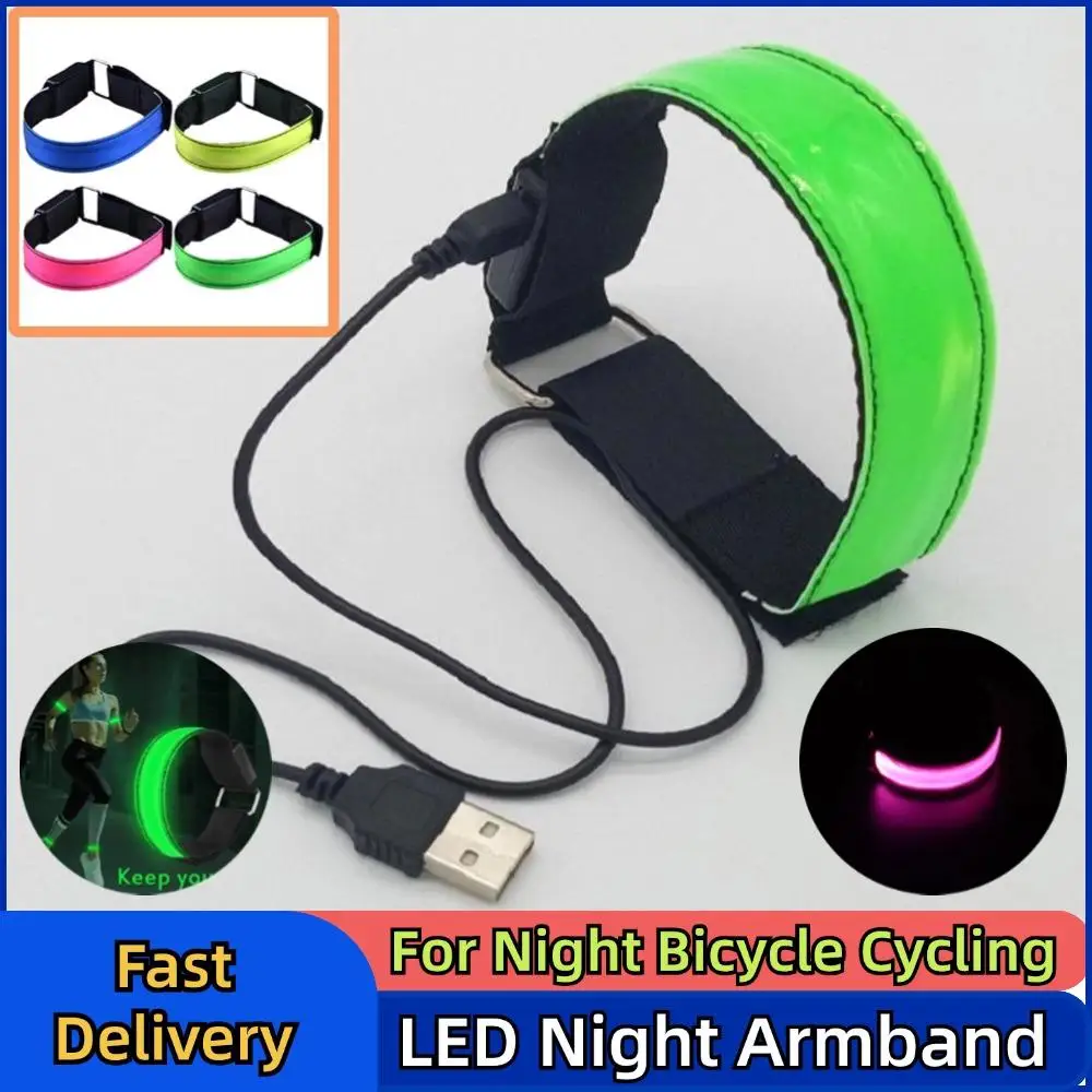 LED Luminous Night Reflective Armband Ankle Flash Light USB Charging Outdoor Sports Reflective Safety Belt Bicycle Cycling reflective bands