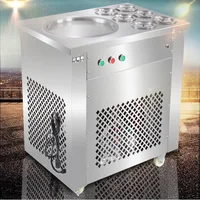 Full Stainless Steel Fried Ice Cream Roll Machine Ice Pan Fry Flat Cream Maker Yoghourt Fried Ice Cream Machine 1pc 1