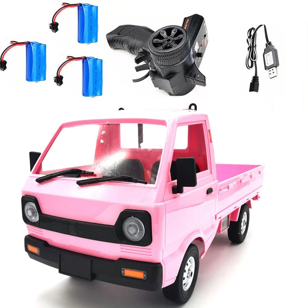 Pink WPL D12 RC Truck 1:10 2WD Simulation Drift Brushed Climbing LED Light On-Road Electric Hobby Car Toy For Boys Kids fast remote control cars