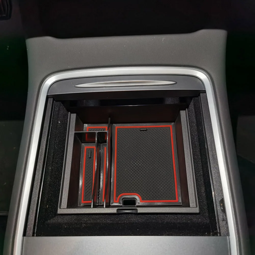 

Car Internal Center Console Organizer Tray Storage Box With Non-slip Rubber Mats Automotive Accessories For Tesla Model 3 /Y