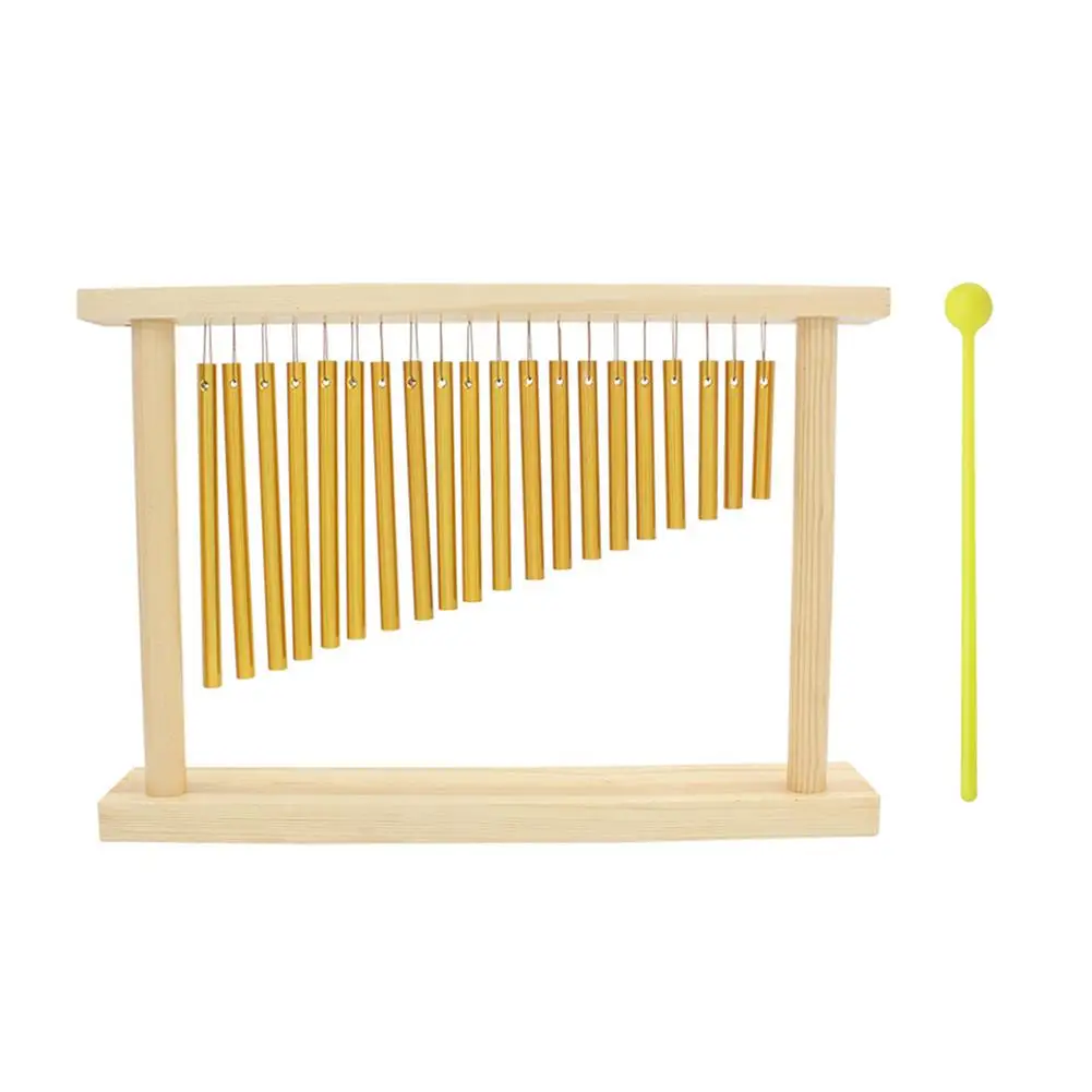 20 Note Chime Table Top Bar Chime Wind Chime 20 Bar Strumento A Percussione Con Telaio In Legno Mazzuolo (Oro/Argento)