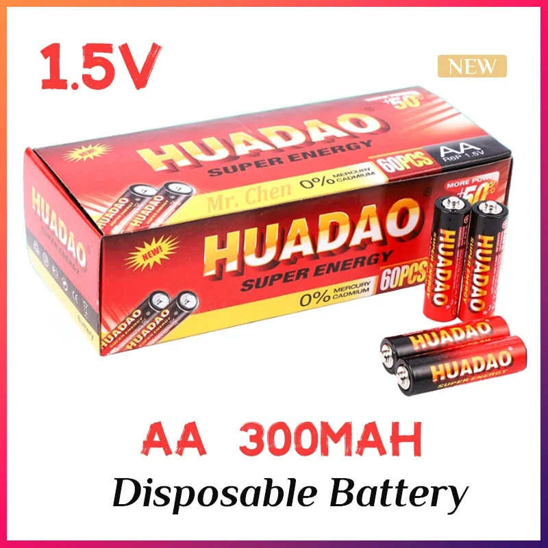 1-60 шт., новинка, AA 1,5 в, 300 мАч, одноразовая батарея