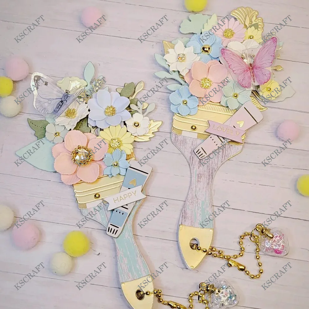 Floral Paint Brush Cutting Dies for Creative Scrapbooking and Decorative Embossing
