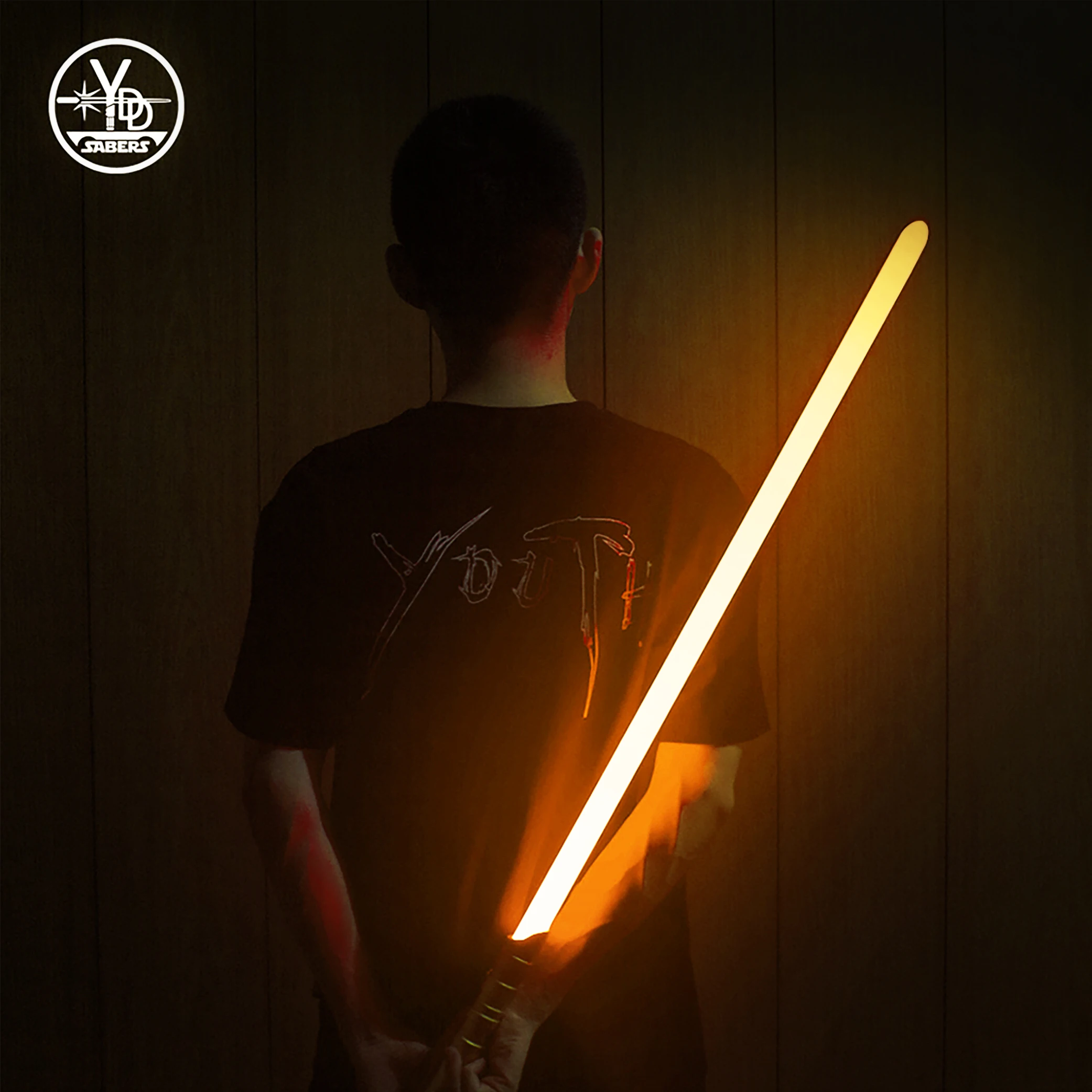 YDD Black handle Orange Sword Light Heavy Dueling Fx Metal Lightsaber All Saints Christmas toy gift for children