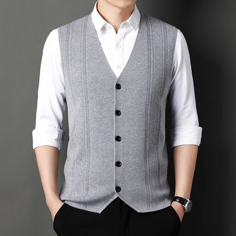 

Autumn Mens Sweater Vest Smart Casual V Neck Sleeveless Knitted Vests Men Fashion Slim Argyle Knitting Sleeveless Cardigan Men