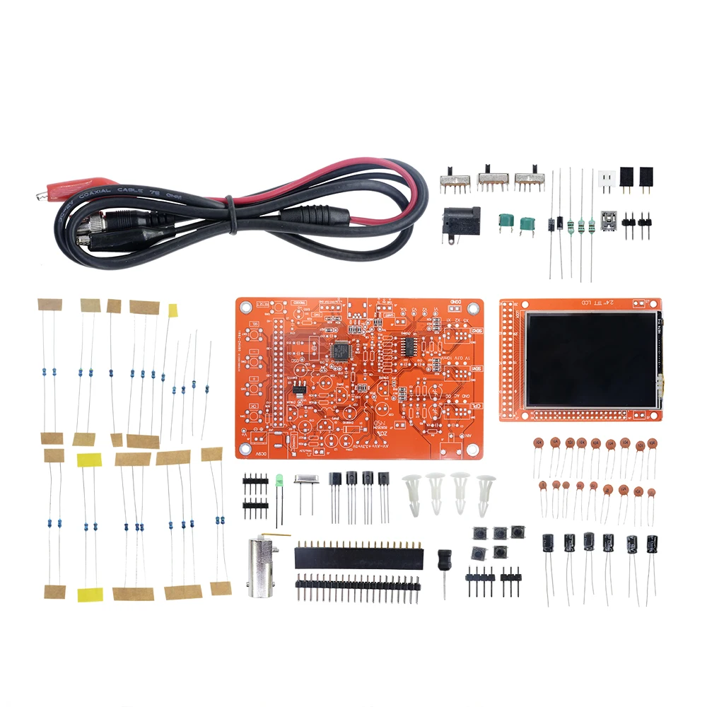 Fully Assembled Digital Oscilloscope 2.4" TFT LCD Display with Alligator Probe Test Clip Transparent Acrylic Case for DSOO138 4