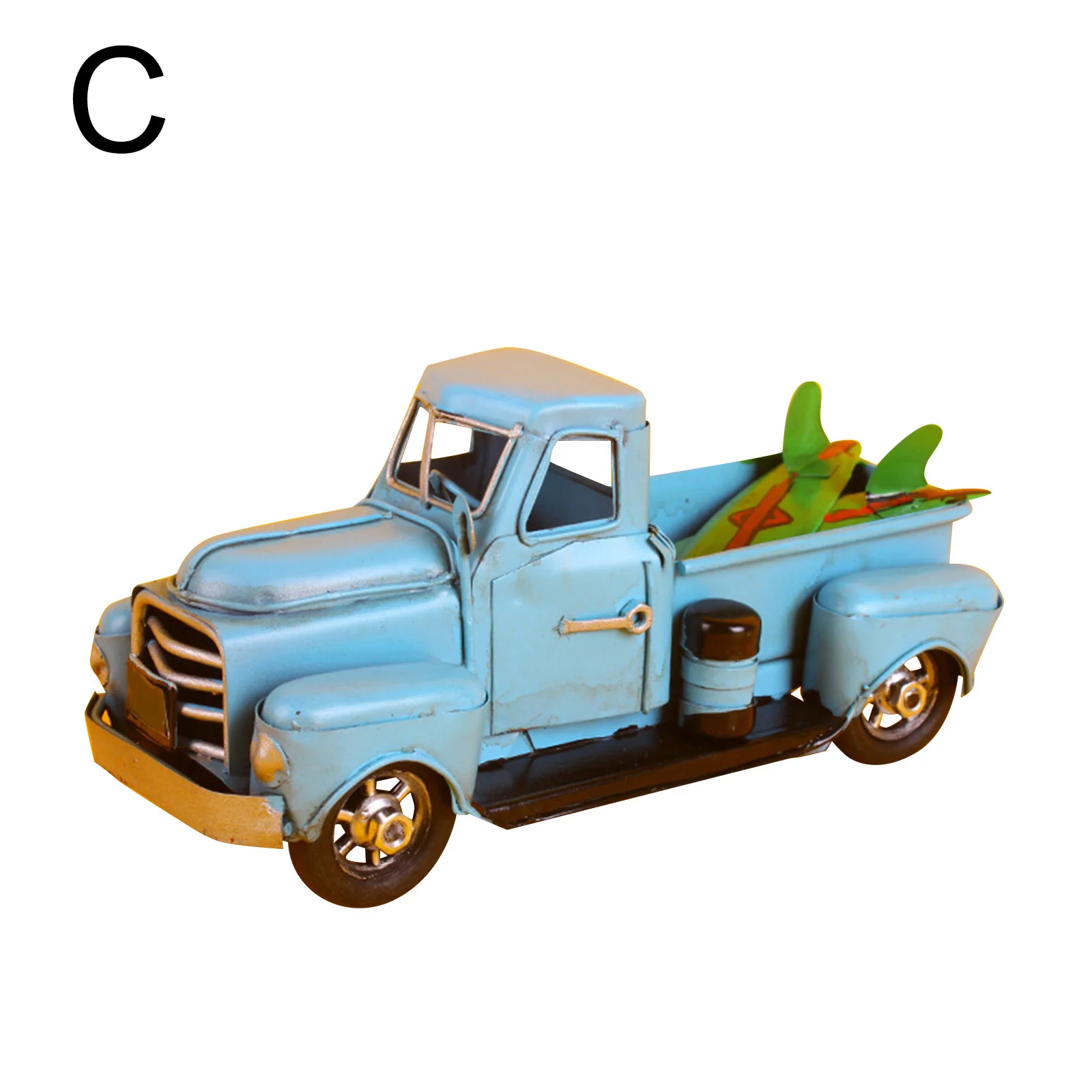 

Vintage Car Stylish Metal Rustic Pickup Truck Iron Metal Car Models Desktop Decorative Ornaments for Home Office Shelf