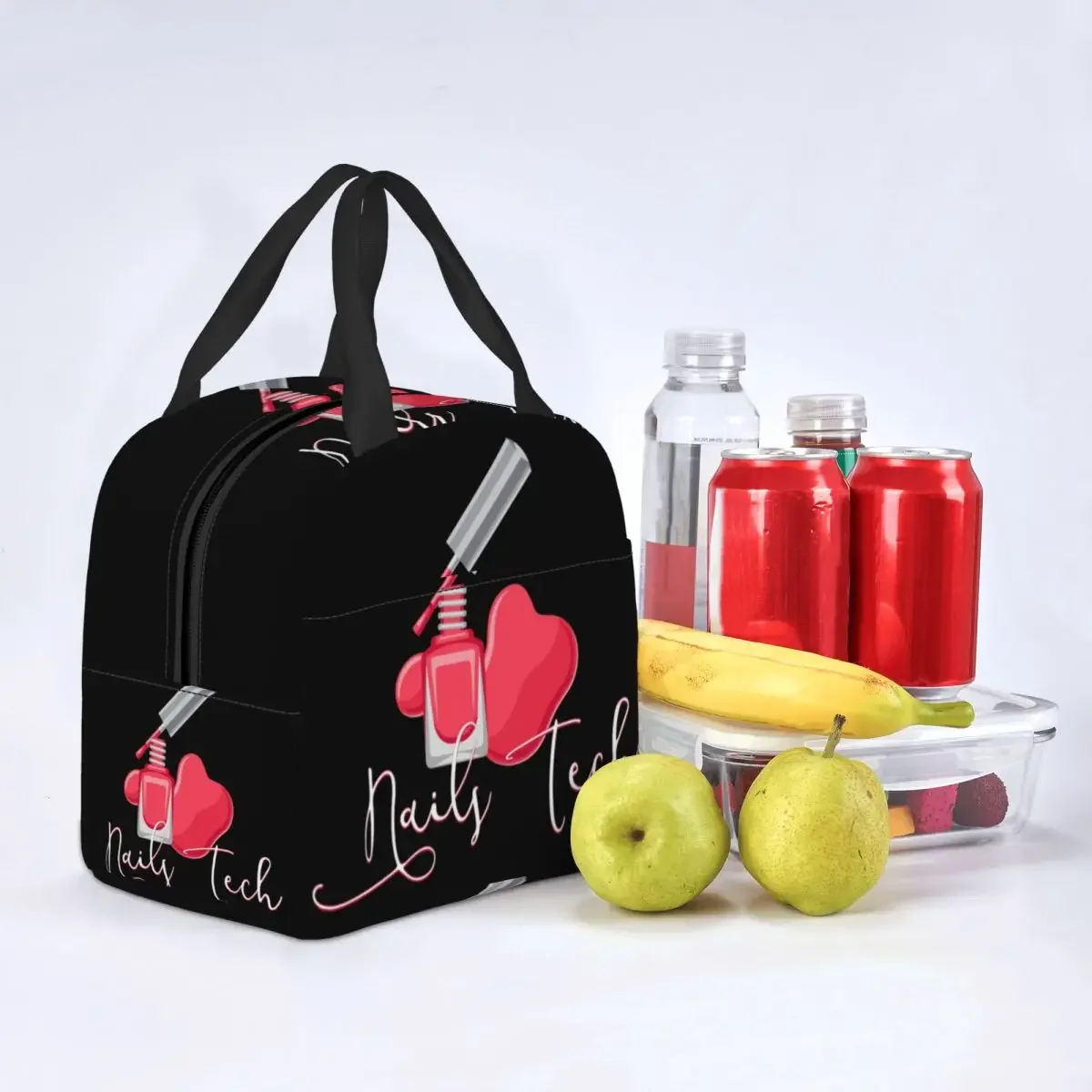 

2024 Fashion Nail Polish Insulated Lunch Bags for Work School Fingernail Manicure Tech Resuable Cooler Thermal Bento Box Women