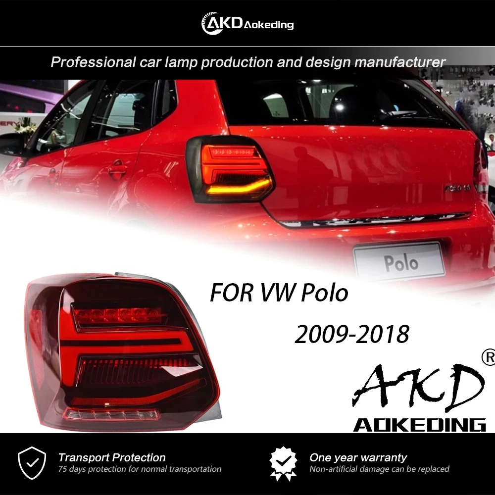 

Задняя лампа AKD для VW Polo, задняя лампа для модели 2009-2018, задняя лампа для Polo, обновленный динамический сигнал, автомобильные аксессуары, 2 шт.