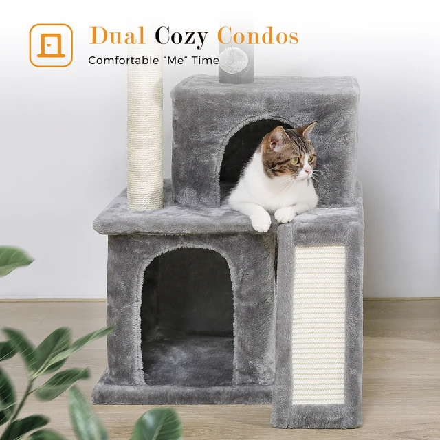 Tours d arbre chat de luxe avec doubles Condos perchoir spacieux hamac pour chat enti rement