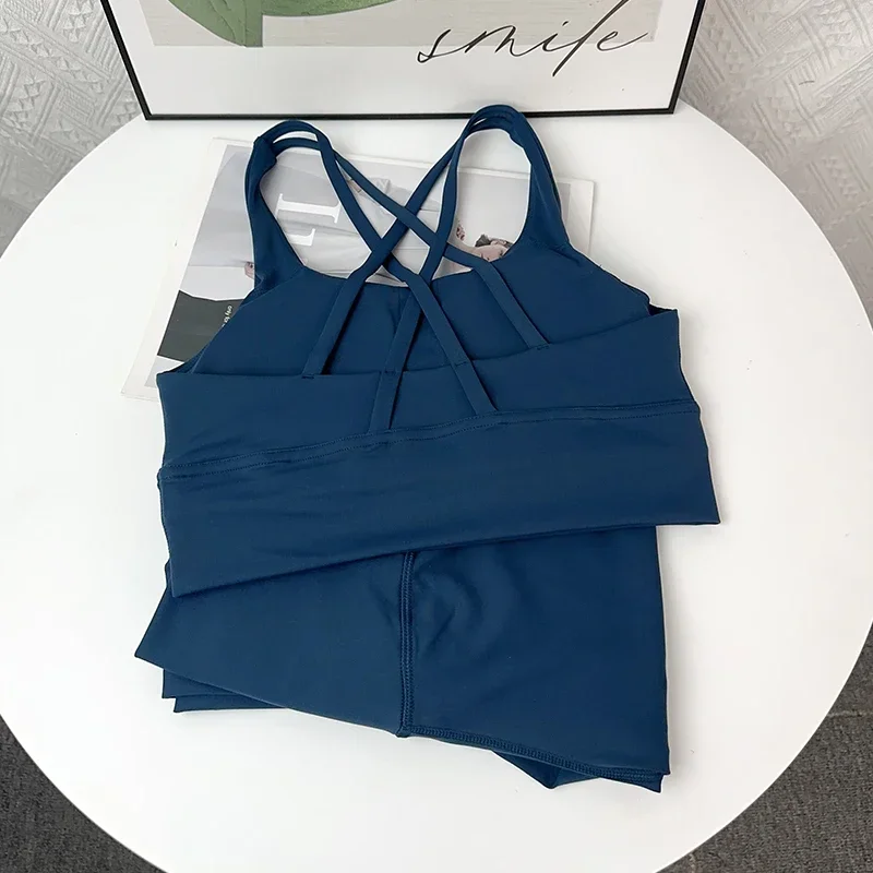 2025 2 قطعة ملابس اليوغا عبر الظهر الرياضة الصدرية...