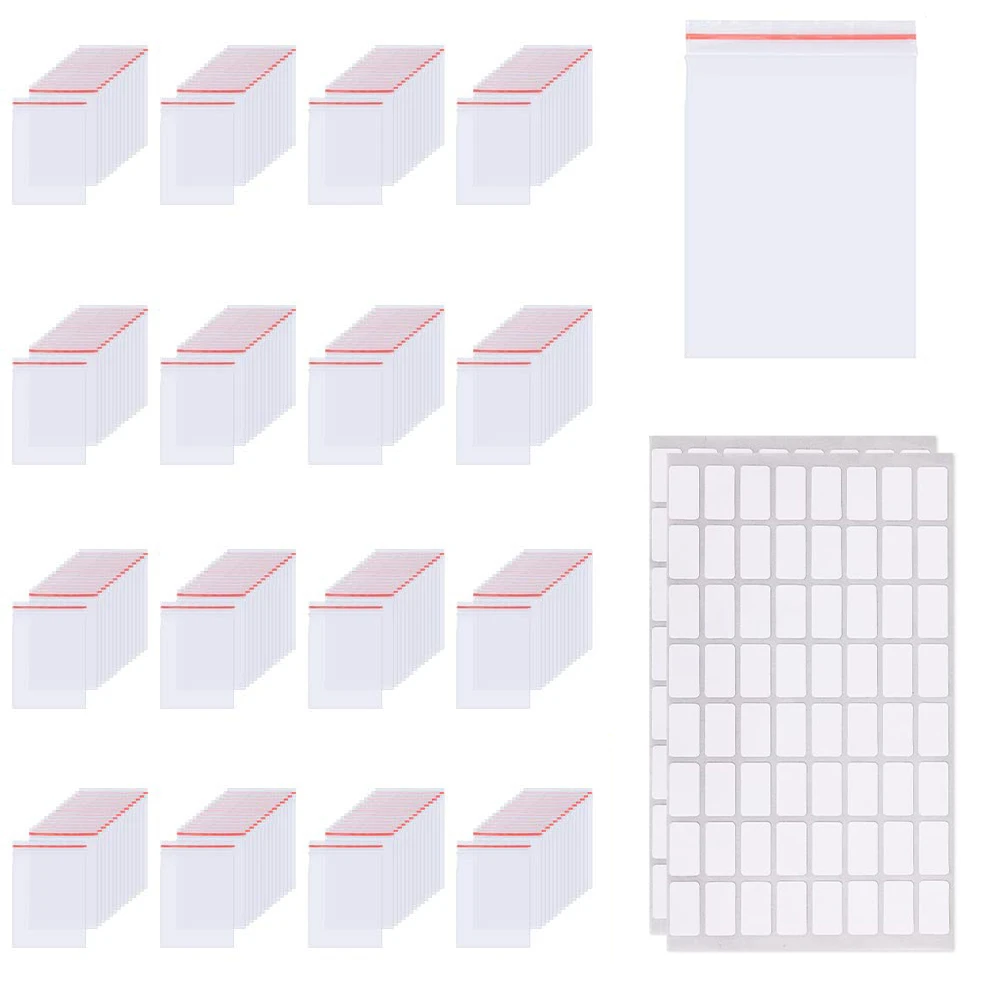 

100Pcs Self-sealing Bag DIY 5D Diamond Painting Cross Stitch Embroidery Accessories Square Bead Stone Storage Bag Label Paper