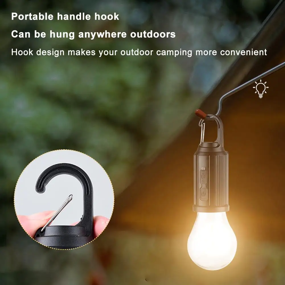 Outdoor Type C Charge /solar Power LED Lamp Bulbs High Brightness Emergency Light Hook Up Camping Fishing Portable Lantern