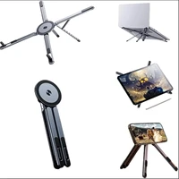 Alloy Phone Tripod Carabiner-Mounted For iPhone Portable Dual-sided Magnetic Tripod Desk Mount Phone Handle Holder